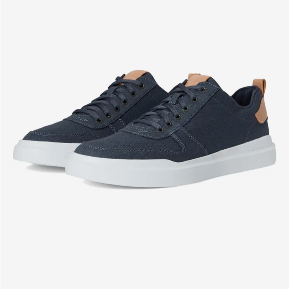 Men’s Cole Haan GrandPro Rally Canvas Court sneaker. Leather and textile upper.